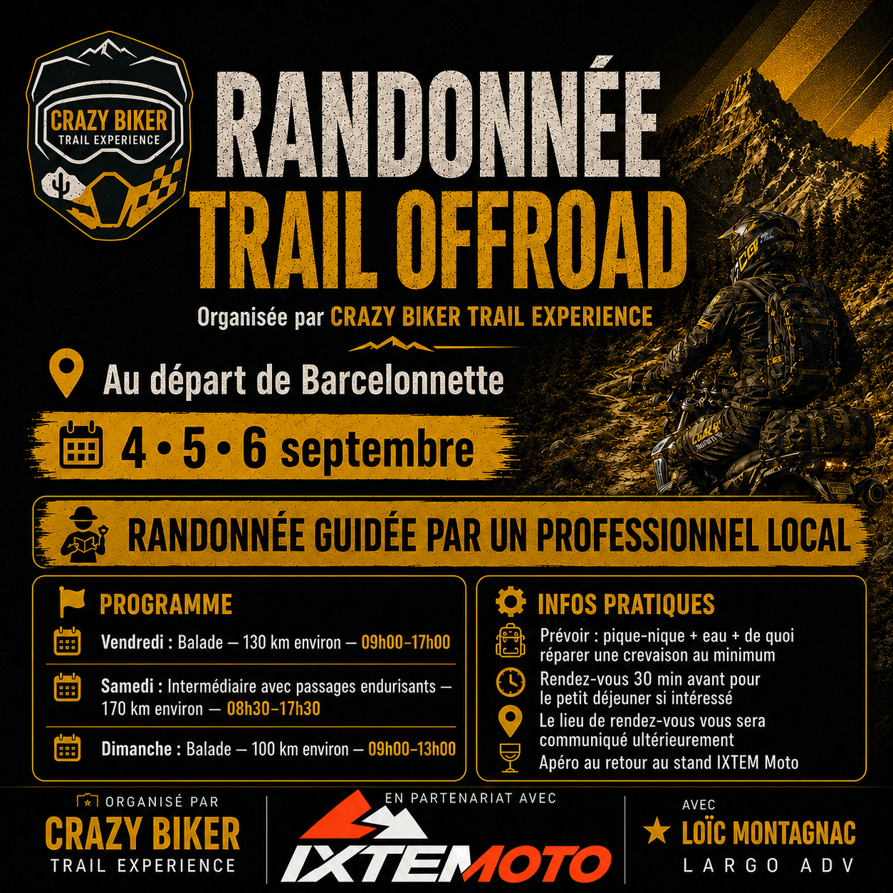 Randonnée guidée avec Ixtem Moto au départ de Barcelonnette